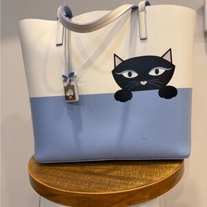 Charming Kate Spade Cat jazz things up a little Tote Bag - Blue and White